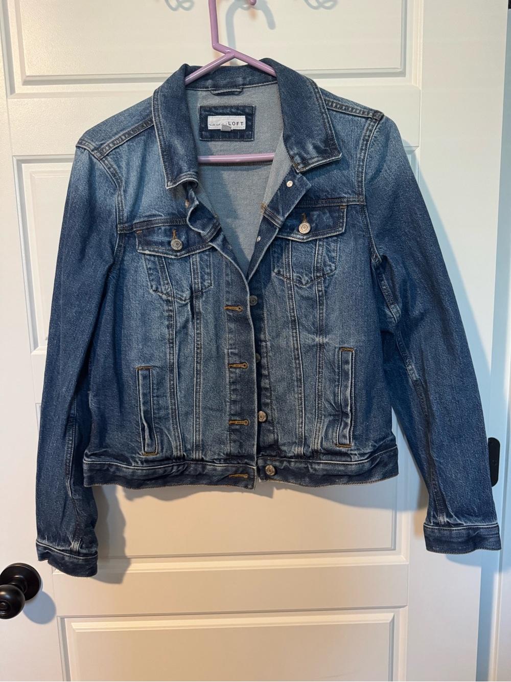 Loft Denim Blue Jean Jacket, Medium Wash, Size Small